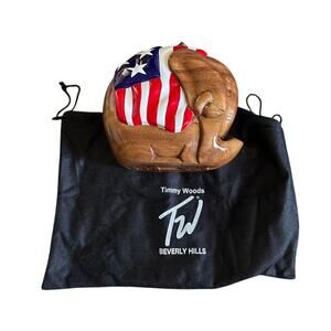 Timmy Woods Beverly Hills Old Glory Elephant American Flag Acacia Wood  NWT